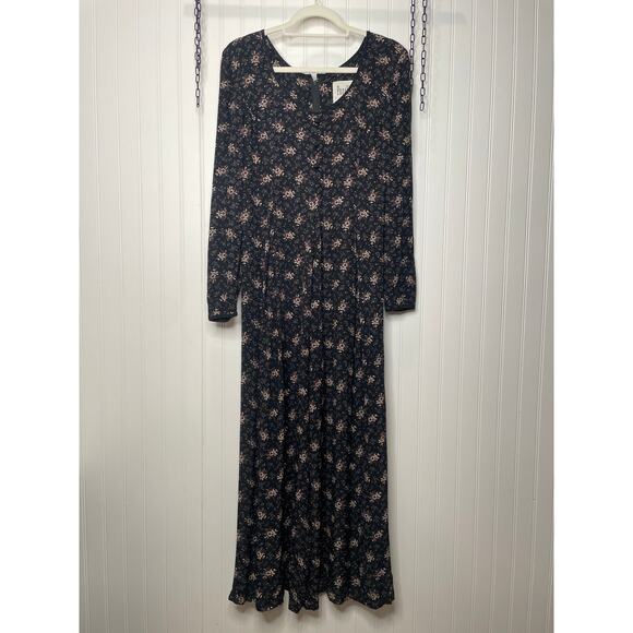 PARALLEL Black & Tan Floral Long Sleeve Wide Leg Jumpsuit Size 4 - Picture 1 of 6